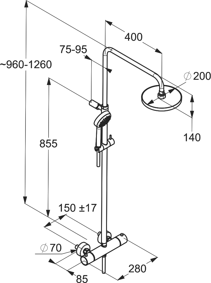 Душевая стойка Kludi Logo с термостатом 6809505-00 - 2