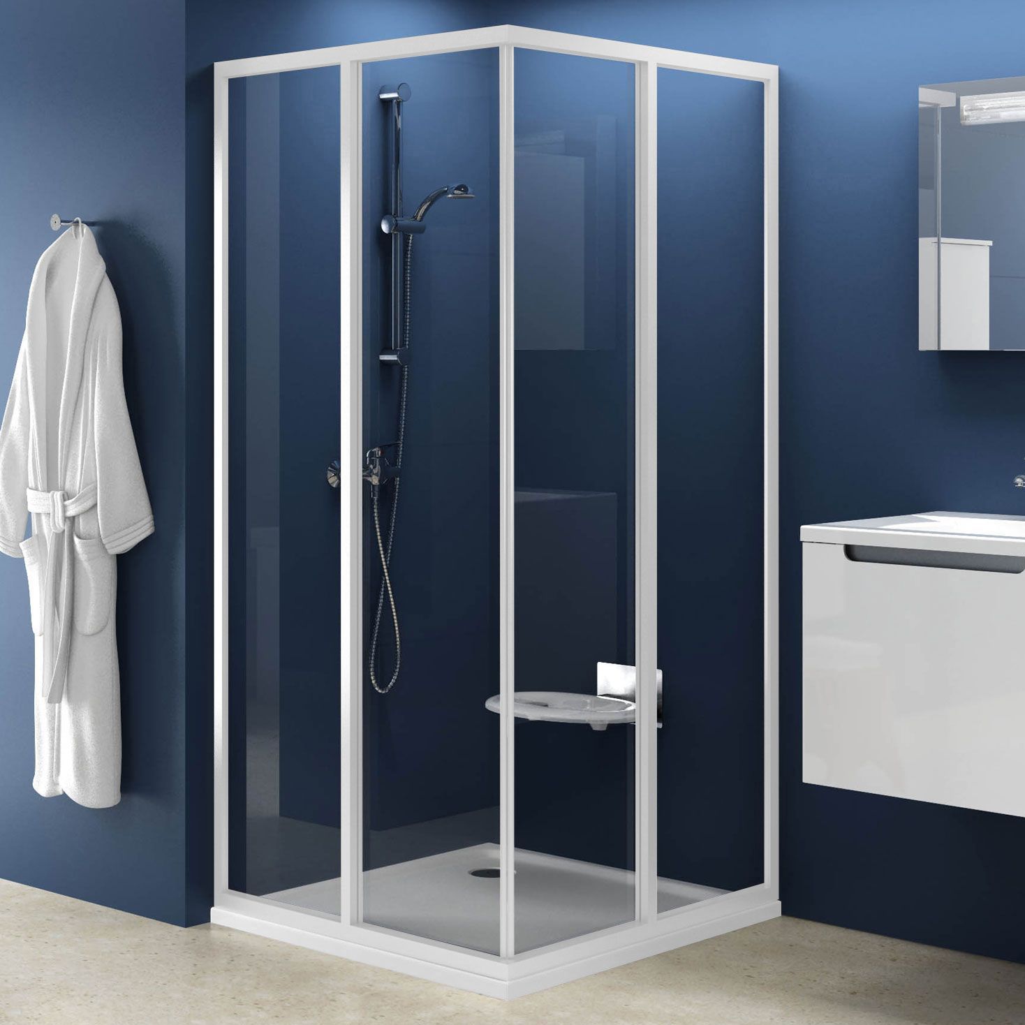 Душевой уголок Ravak SRV2-80 S Transparent, профиль белый - 0