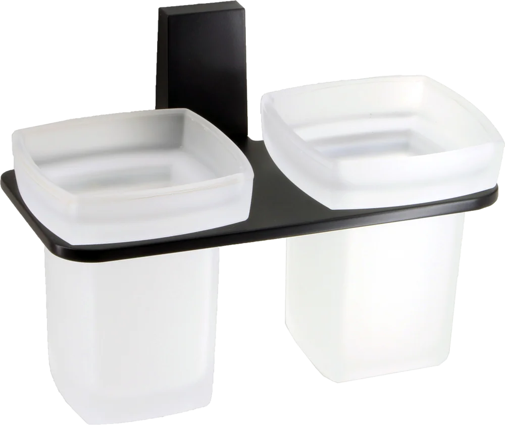 Стакан для зубных щеток двойной Wasserkraft Abens черный матовый K-3228D - 0