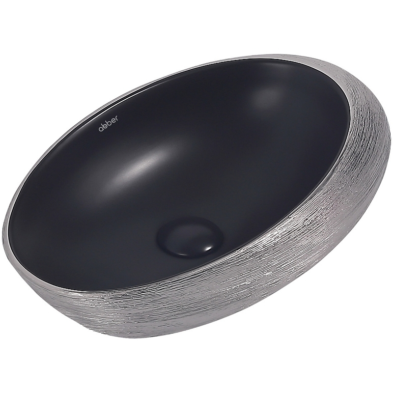 Накладная раковина Abber Bequem 49 черная матовая с серебром AC2107BS - 0