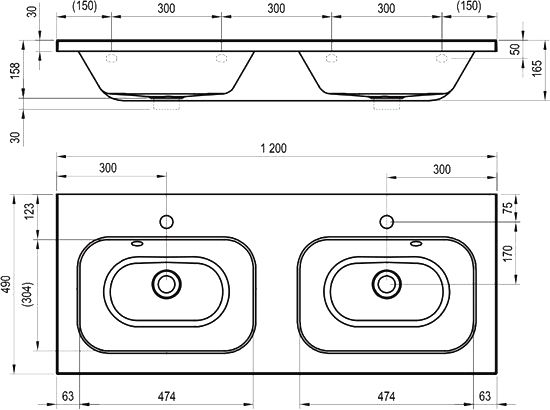 Раковина Ravak Chrome 120 двойная XJG01112000 - 3