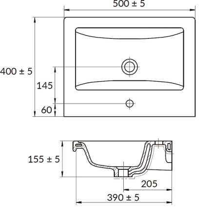 Тумба с раковиной Misty Енисей 50 белая глянцевая УТ000009441 - 3