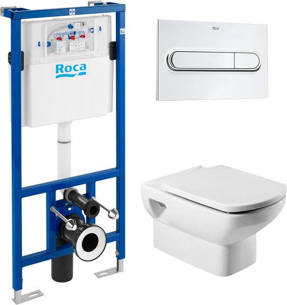 Комплект Система инсталляции для унитазов Roca DUPLO WC 890090020 + Кнопка смыва Roca PL1 Dual хром + Крышка-сиденье Roca Dama Senso  - 0