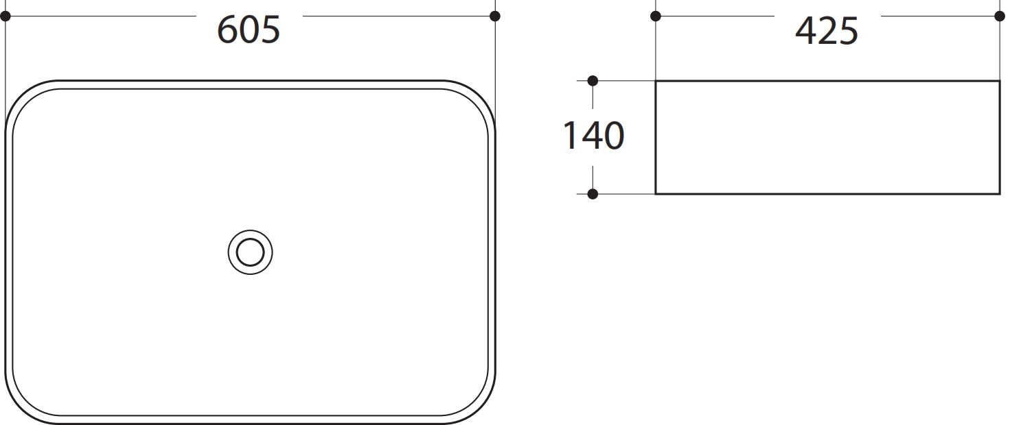 Раковина керамическая накладная AM-78565, цвет белый, 605х400х140 - 1