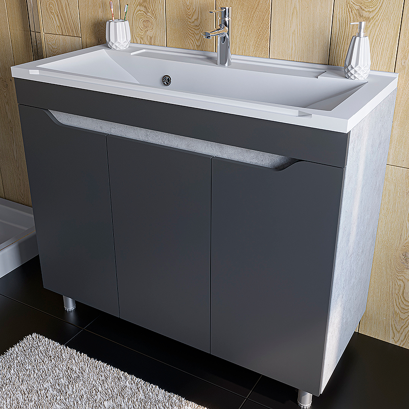 Тумба под раковину Stella Polar Абигель 100 серый SP-00001035 - 1