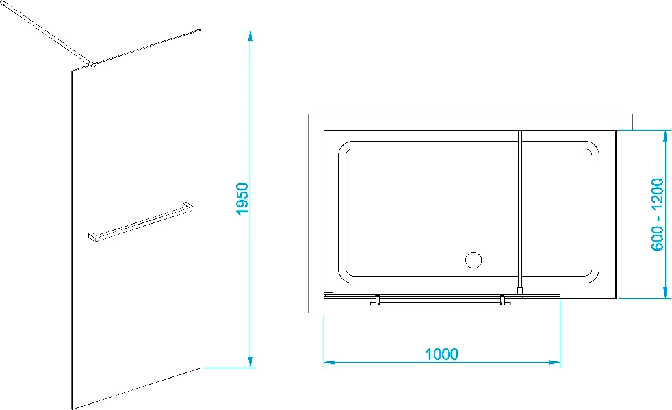 Душевая перегородка RGW Walk In WA-041B 100х195 профиль черный стекло прозрачное 35104010-14 - 2