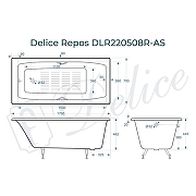 Чугунная ванна Delice Repos 170x70 DLR220508RB-AS с черными матовыми ручками с антискользящим покрытием - 7