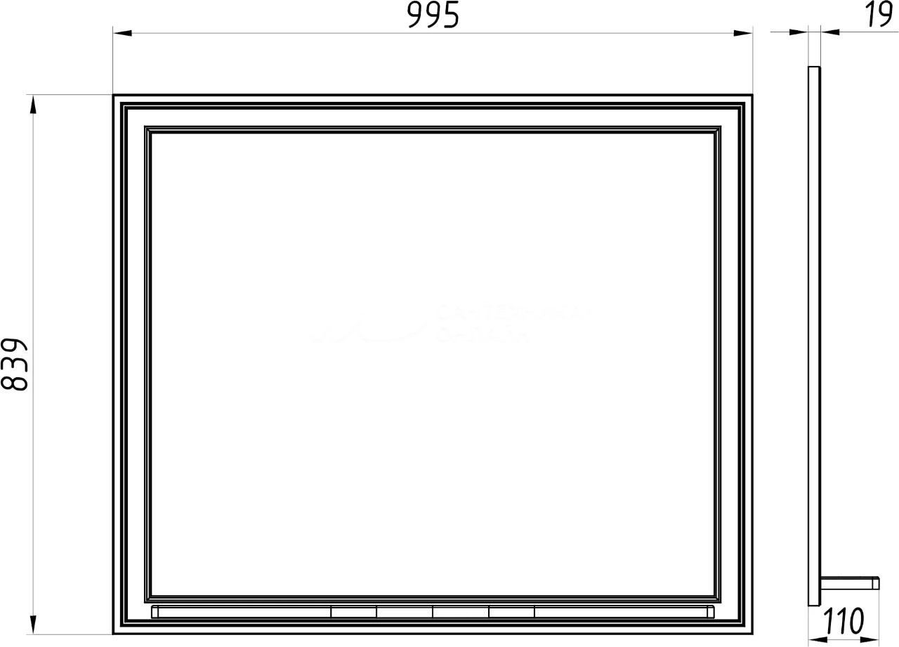 Зеркало ASB-Woodline Монте 100 бежевое, с полкой 10777 БЖ - 3