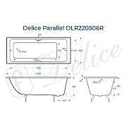Чугунная ванна Delice Parallel 180x80 DLR220506RB с черными матовыми ручками без антискользящего покрытия - 7