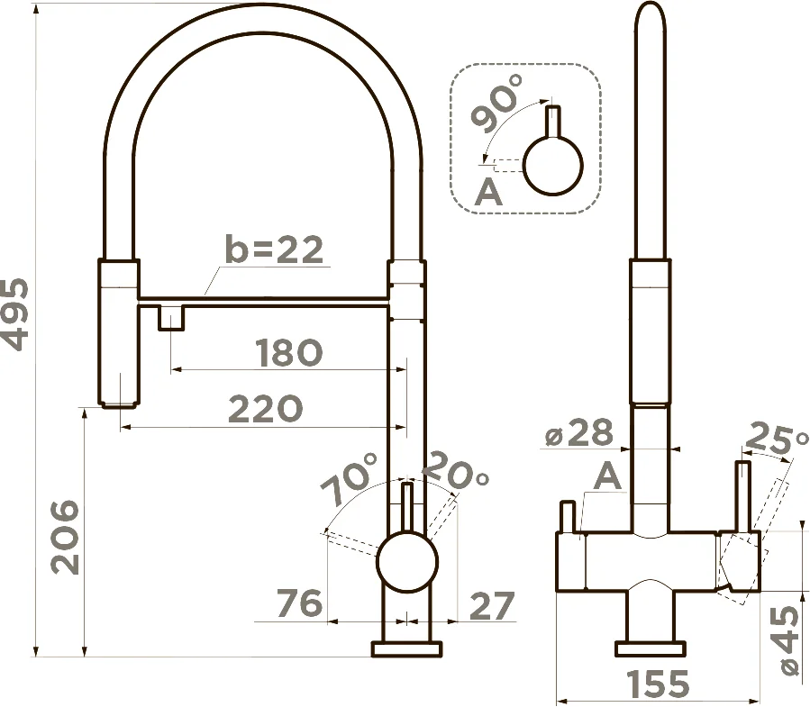 Смеситель для кухни Omoikiri Kanto черный  4994356 - 1