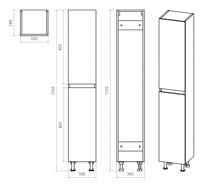 Шкаф - пенал Misty Енисей 30 универсальный Э-Ени05030-011 - 4