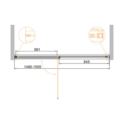 Душевая дверь Cezares Urban 150х195 хром  URBAN-B-12-150-C-CR - 3