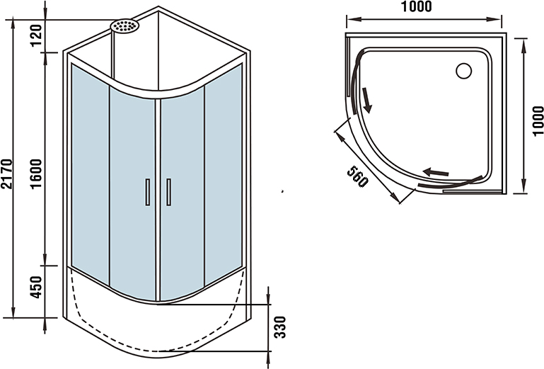 Душевая кабина Weltwasser WW500 HALLE 1001 100х100 хром  10000003240 - 9