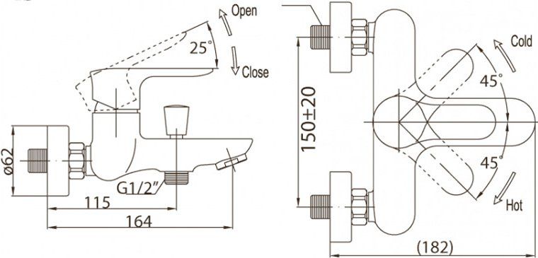 Смеситель BelBagno Reno REN VASM CRM для ванны REN-VASM-CRM - 1
