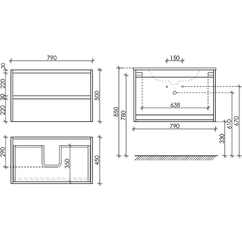 Тумба под раковину подвесная Sancos Libra 80 белая глянцевая LB80W - 4