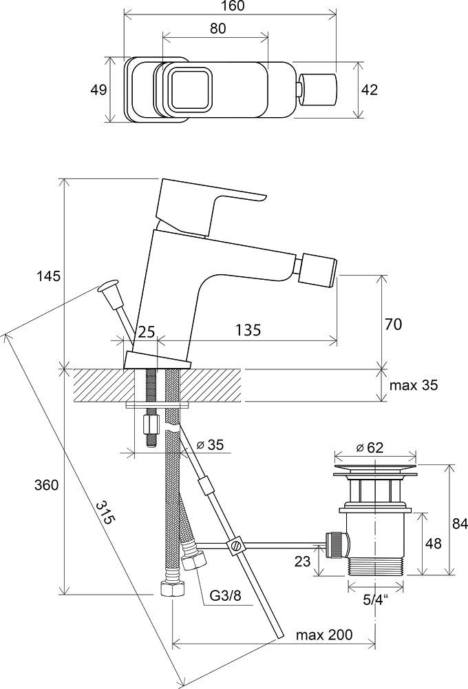 Смеситель для биде Ravak 10° хром  X070067 - 2