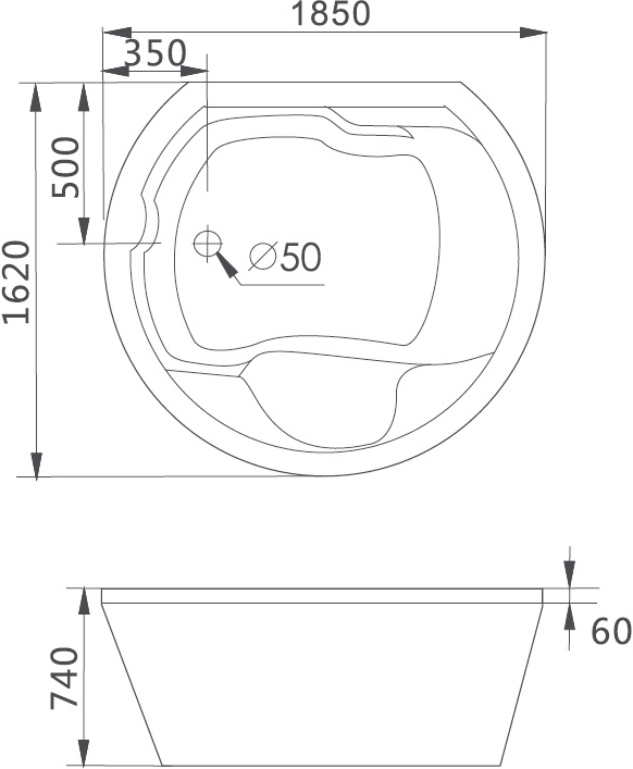 Гидромассажная ванна Gemy  185x162 см  G9053 K - 4