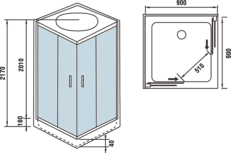 Душевая кабина Weltwasser WW500 Laine 904 90х90 хром  10000003268 - 10