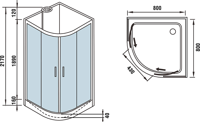 Душевая кабина Weltwasser WW500 WERRA 801 80х80 хром  10000003222 - 12