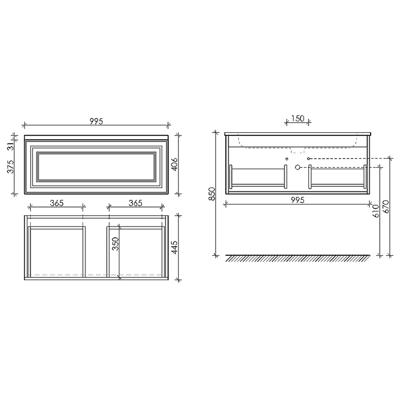 Тумба под раковину Sancos Very 99х40 белая VR100W - 2