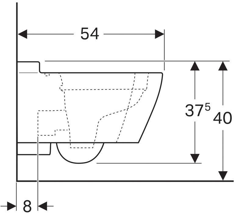 201460600 GEBERIT унитаз подвесной MYDAY безободковый Rimfree 6л /54х36/(белый) - 4