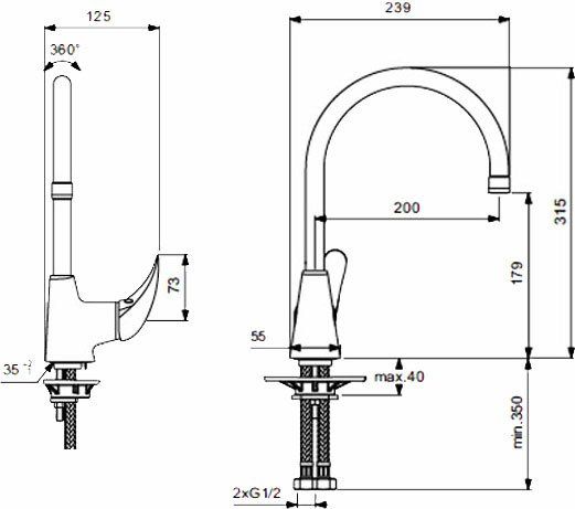 Смеситель для кухонной мойки Vidima Orion хром  BA365AA - 1
