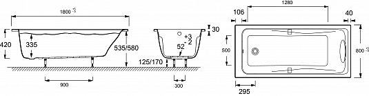 Акриловая ванна Jacob Delafon Odeon Up 180x80 см  E6048RU-00 - 6