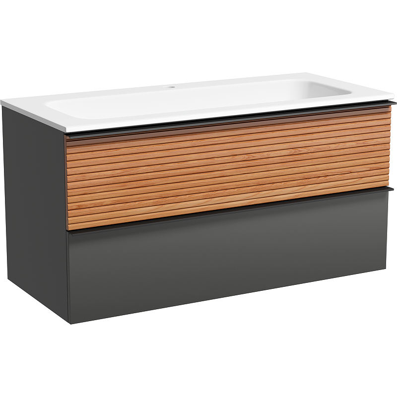 Тумба под раковину Sancos Delta 99х44 серая - светлое дерево DL100GR - 0