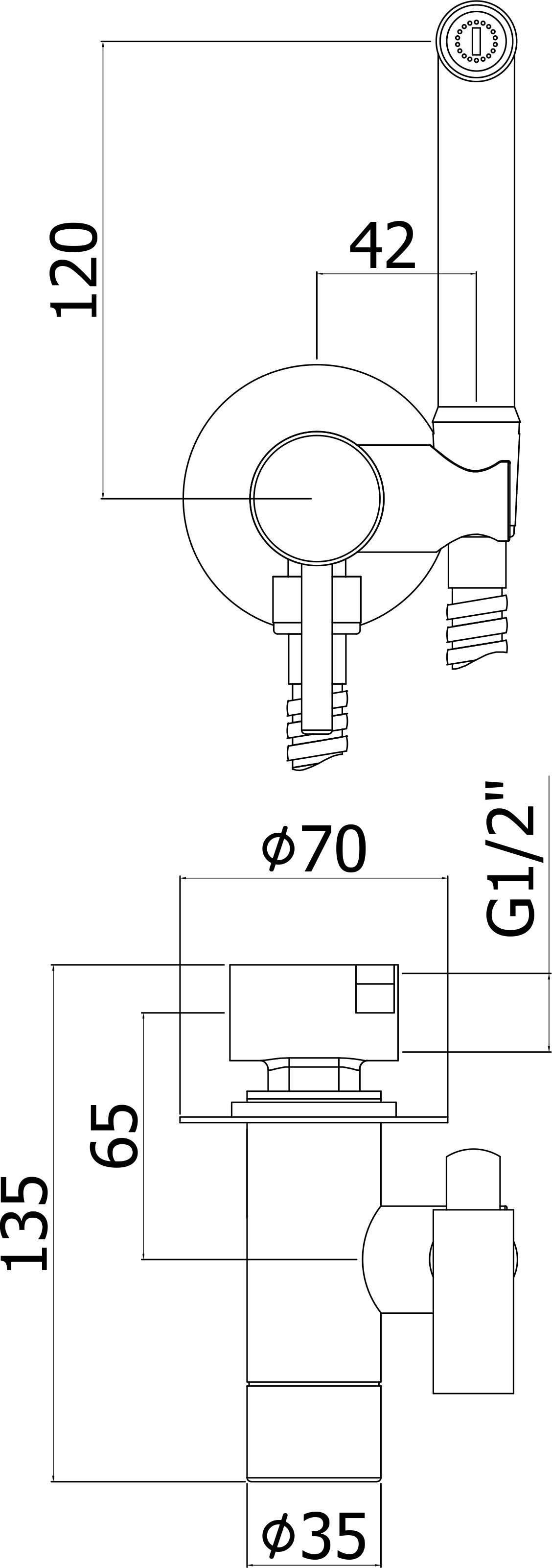 Гигиенический душ Paffoni Tweet Round со смесителем ZDUP110HG - 1