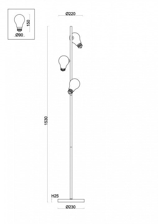 Торшер Freya Evidence FR5372FL-03B - 1