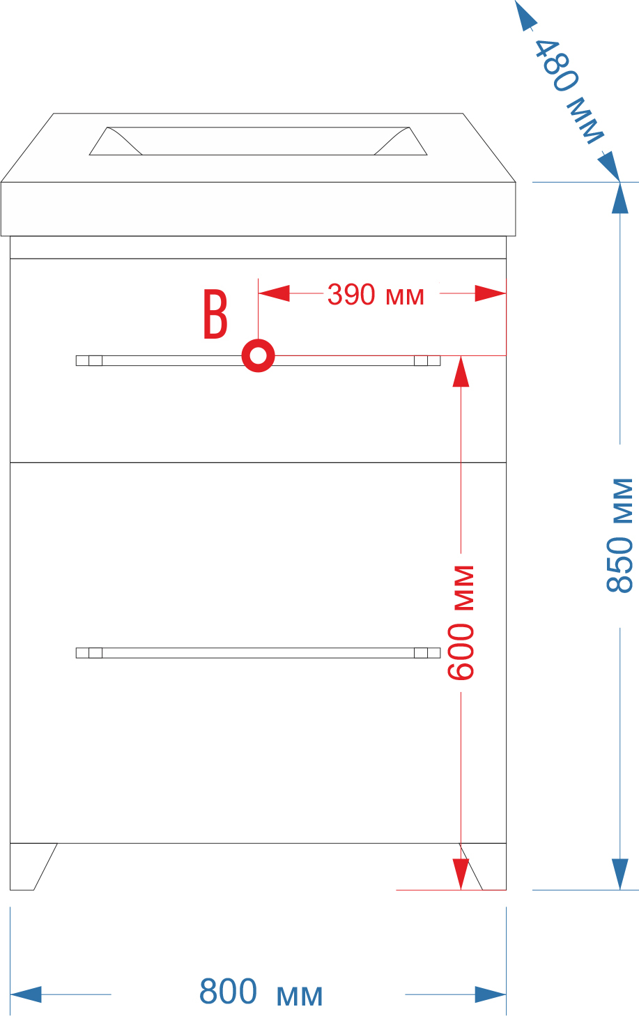 Тумба для комплекта Misty Елена 80 белая, с 2-мя ящиками П-Еле01080-012Я - 4