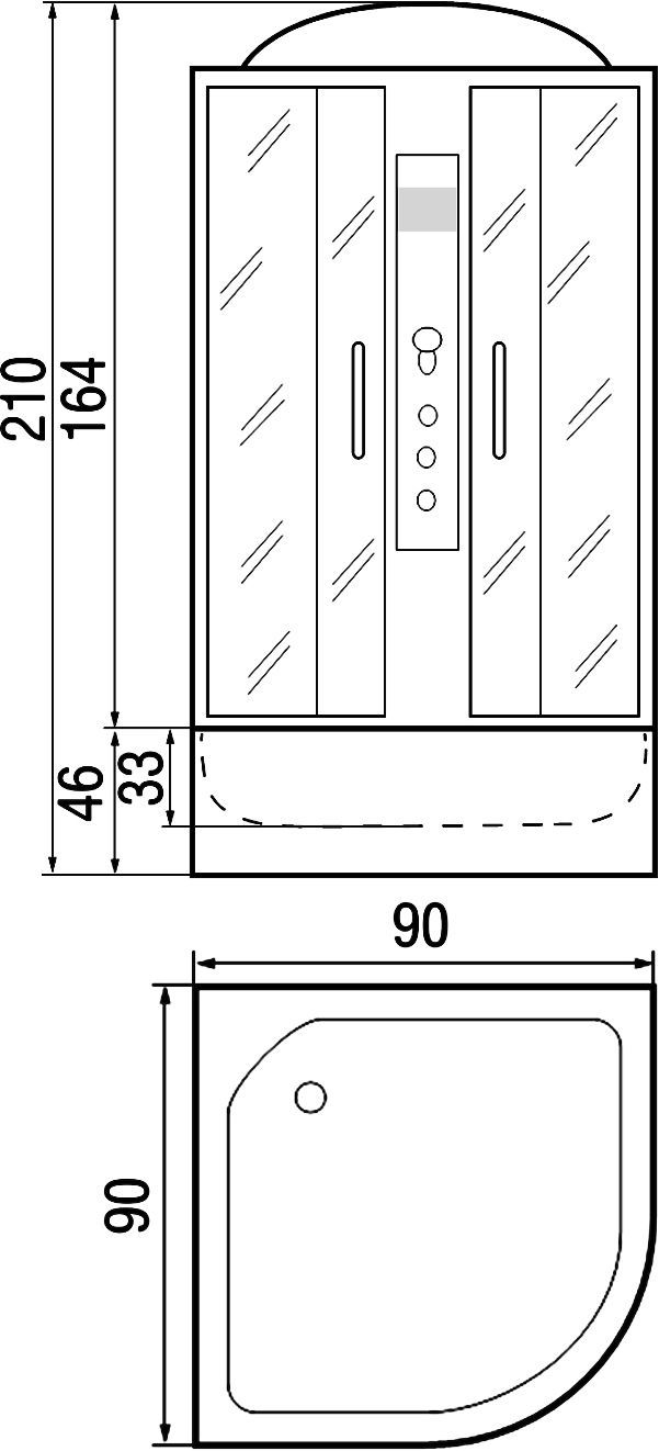 Душевая кабина с поддоном River Desna 90/44 MT  10000002157 - 2