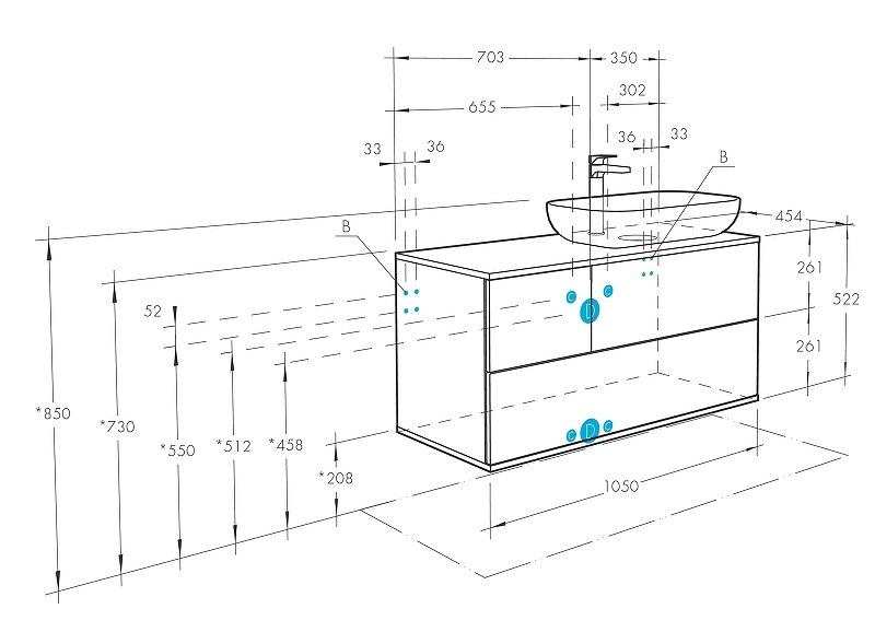 Тумба под раковину Aquaton Терра 105 светлое дерево-серый 1A246901TEKA0 - 16