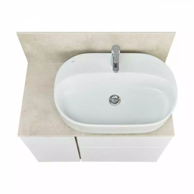 Тумба с раковиной Одри 62 и столешницей Aquaton Мишель 80 белый-светлое дерево 1A2772K3MIX40 - 0