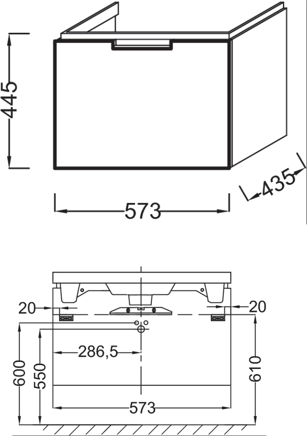 Мебель для ванной Jacob Delafon Reve 60 светло-коричневая, 1 ящик - 4