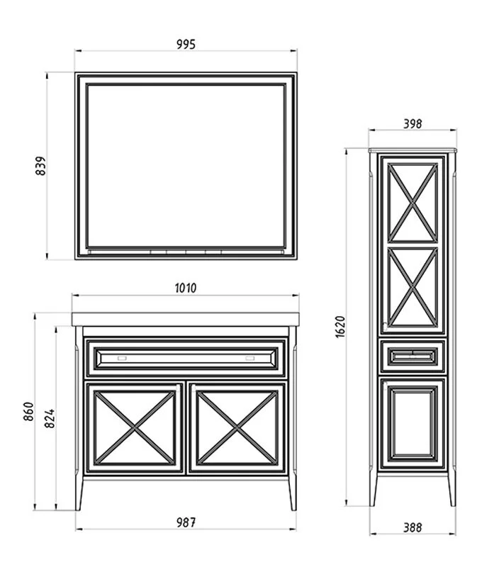 Комплект мебели для ванной Монте 100 Благородный Бежевый 1079201 - 9