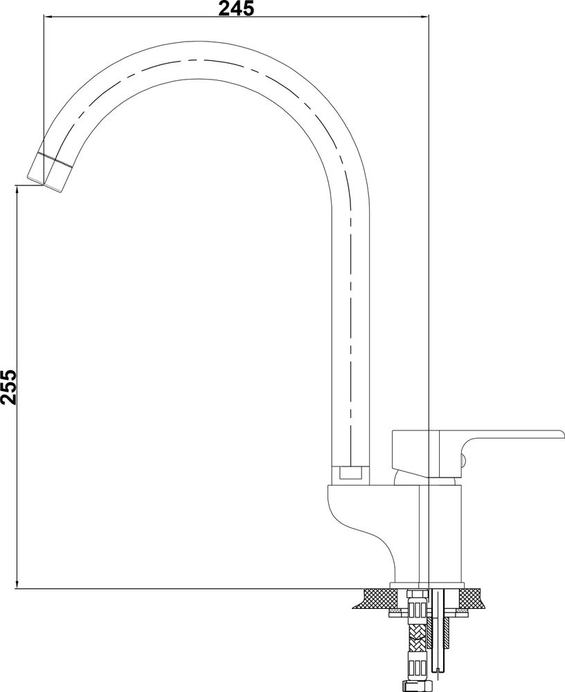 Смеситель для кухни GPD Atros черный матовый MTE65-SG - 7