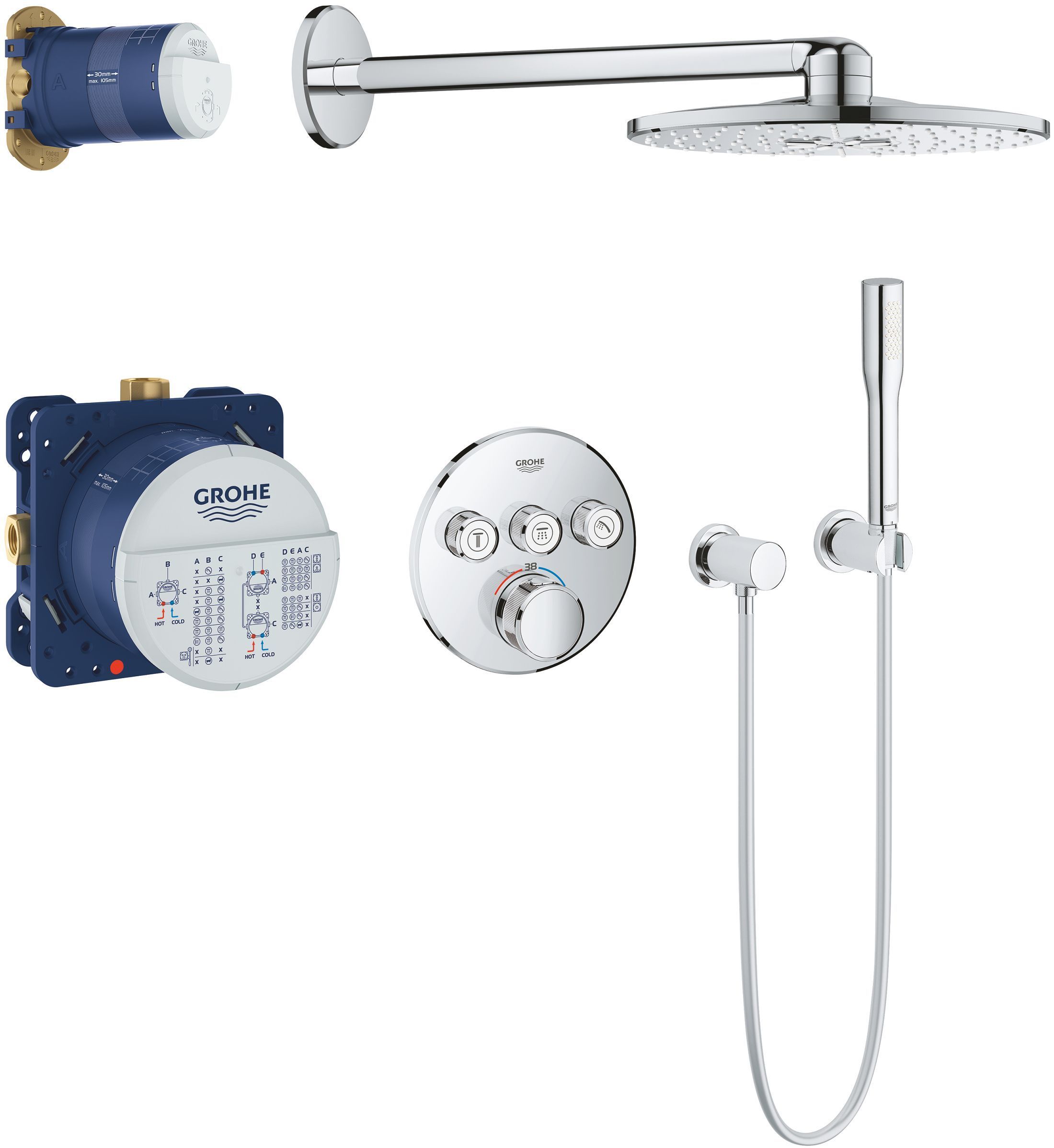 Душевой комплект Grohe Grohtherm SmartControl 34705000 , с термостатом - 0