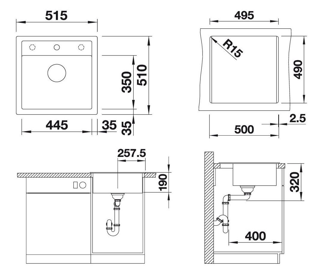 Мойка из гранита Blanco Dalago Антрацит  518521 - 9