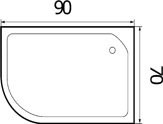Поддон душевой асимметричный River Wemor 90/70/24 R  10000000716 - 3