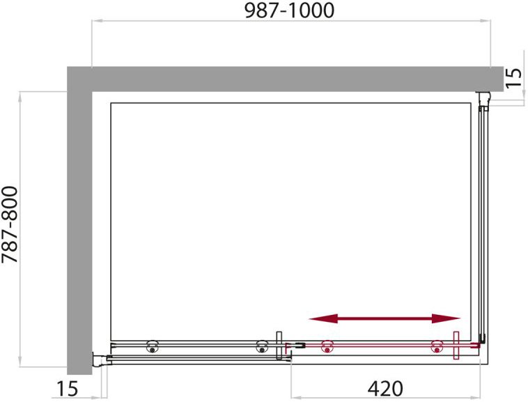 Душевой уголок BelBagno Uno AH 1 100/80 C Cr UNO-AH-1-100/80-C-Cr - 3