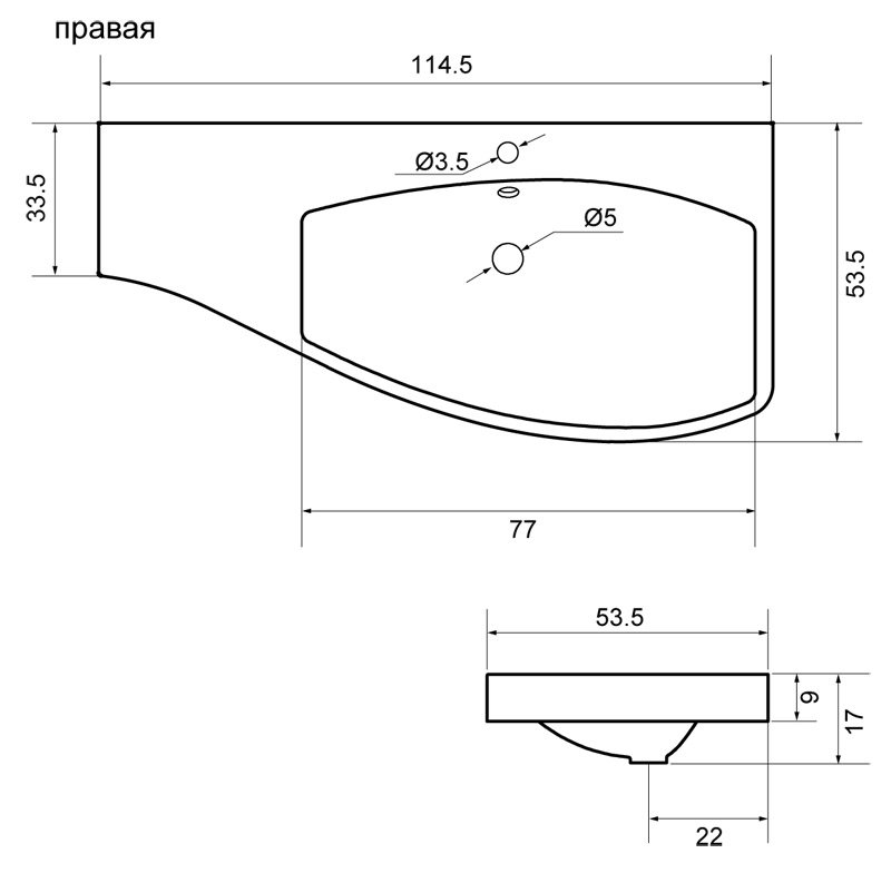Мебельная раковина Aquanet Опера 115 R 169399 - 3