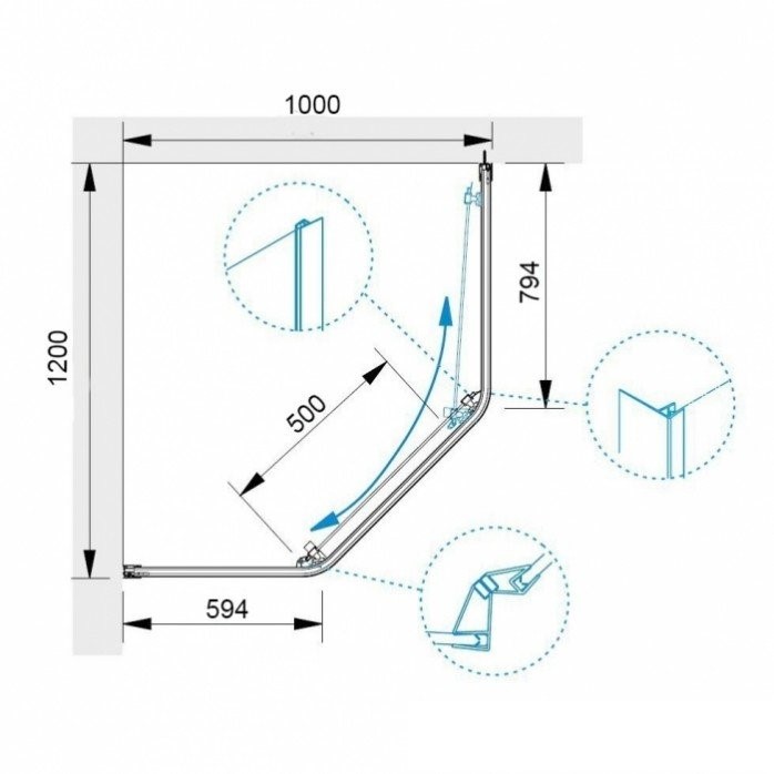 Душевой уголок RGW Passage PA-86 100x120 профиль хром стекло прозрачное 38088602-11 - 3