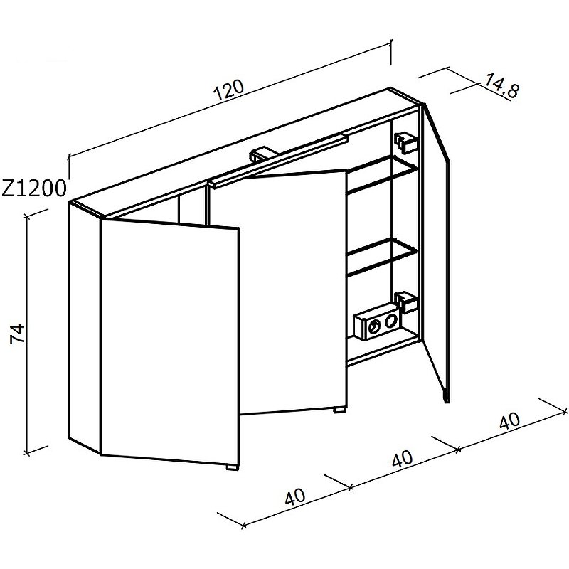 Зеркало-шкаф Sancos Hilton 120х74 с подсветкой Z1200 - 4