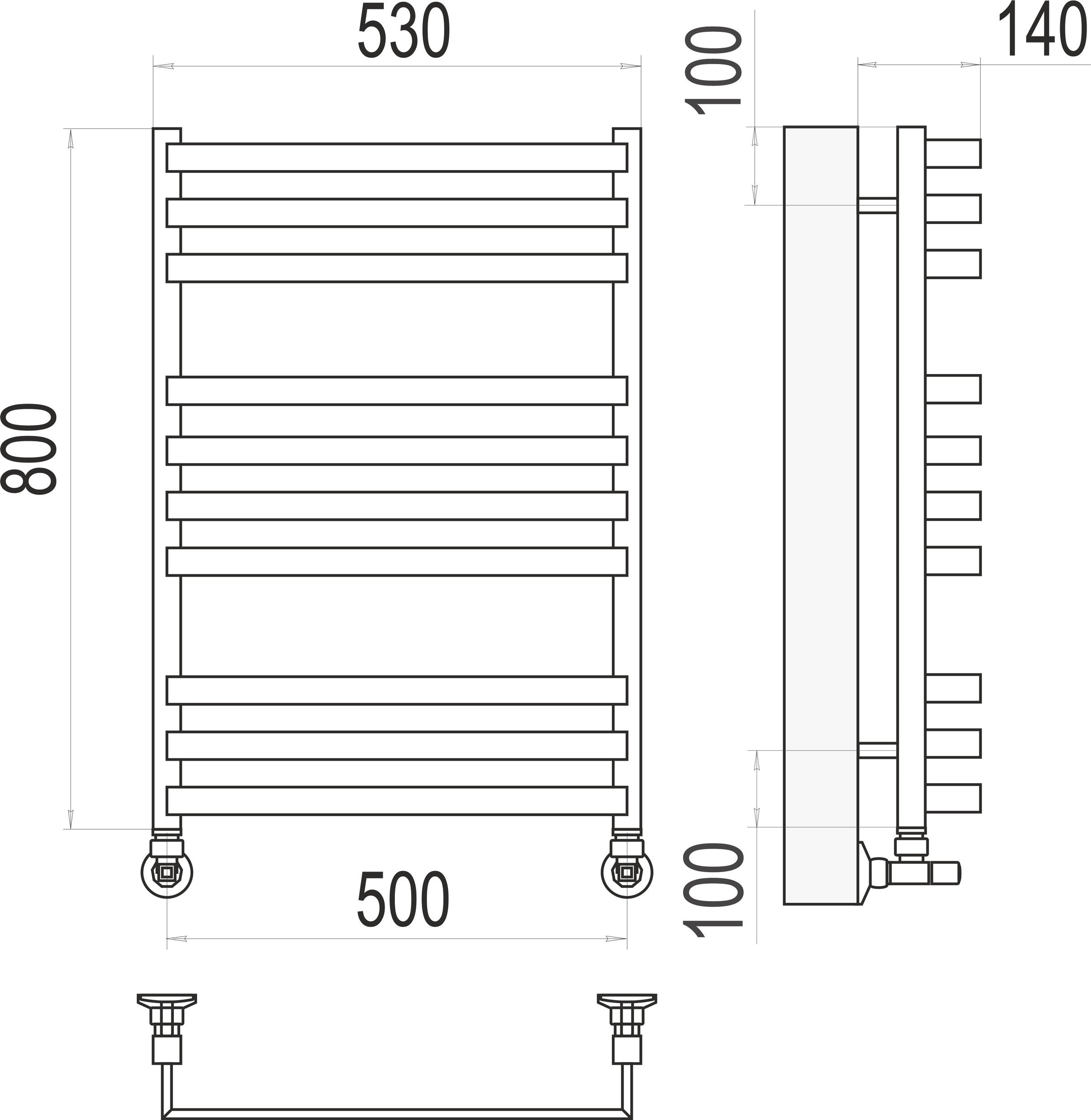 Водяной полотенцесушитель Terminus Рид П10 500х800 Хром 4670078513434 - 2