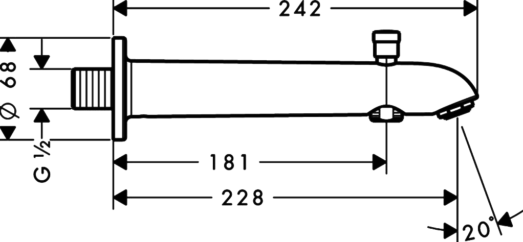 Излив Hansgrohe E 228 13424000 для ванны с душем - 1