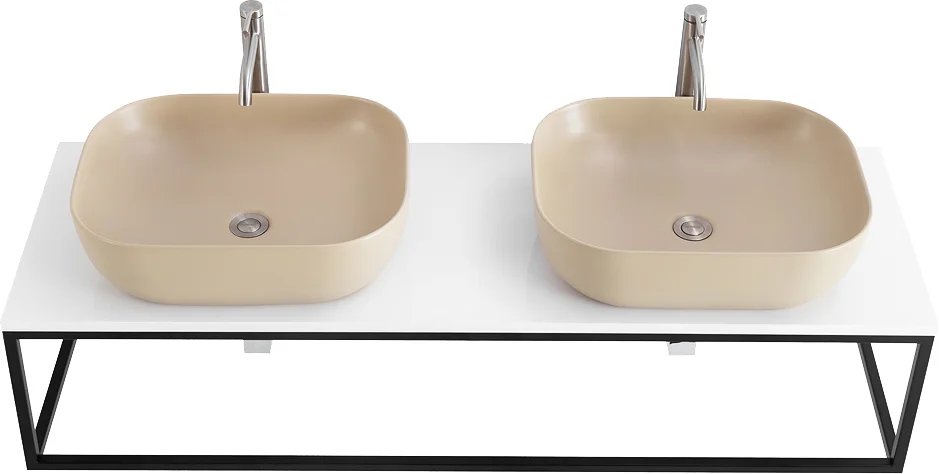 Столешница под раковину с двумя отверстиями BelBagno 140 белый матовый EK-140-2-BO - 4