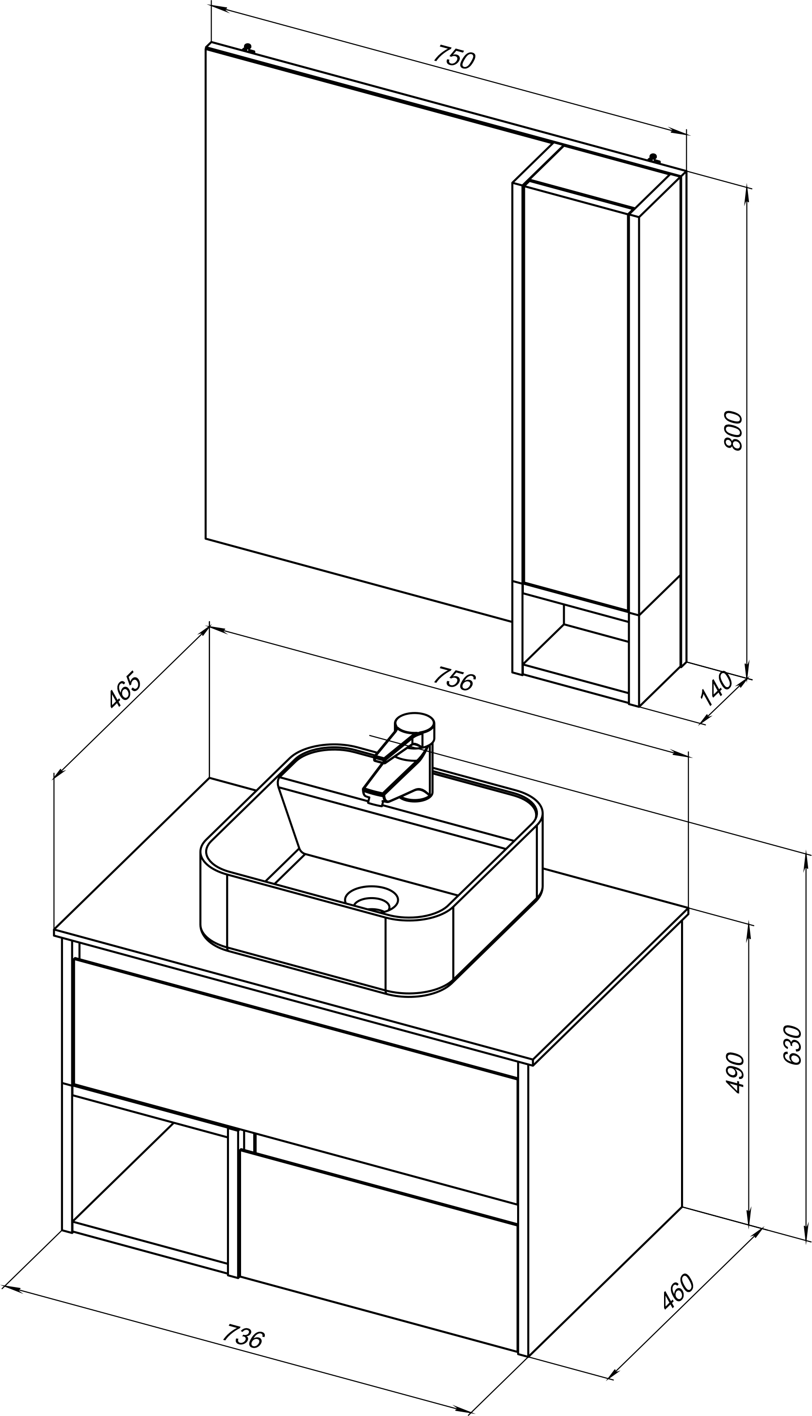 Мебель для ванной STWORKI Карлстад 75 дуб рошелье, роверелла, в стиле лофт, под дерево, подвесная, серая 427881 - 8