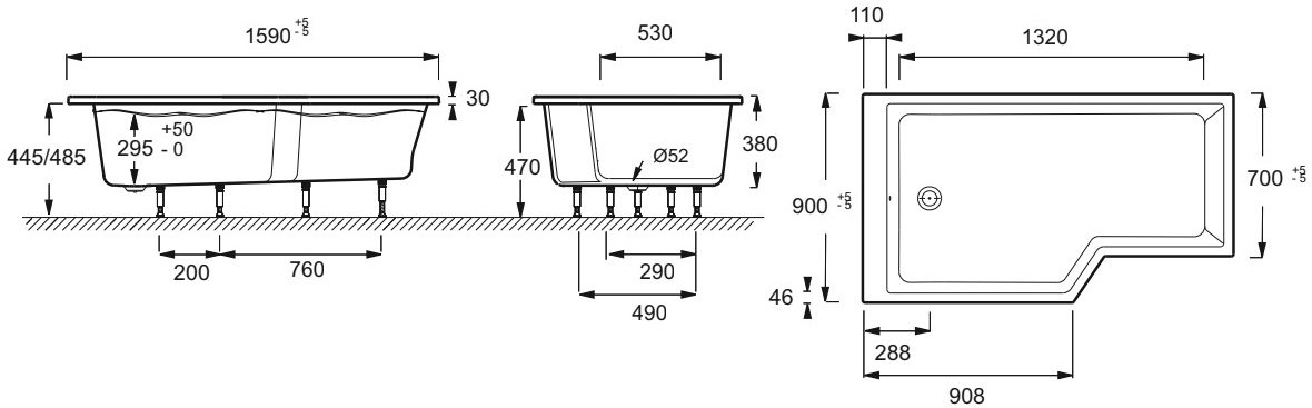 Акриловая ванна Jacob Delafon Bain-Douche Neo 160 L E6D000L-00 - 3