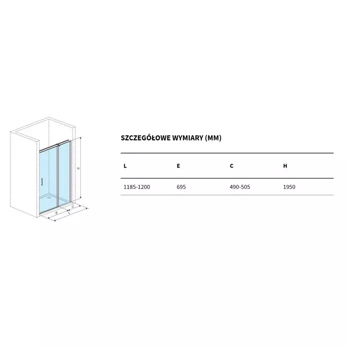 Душевая дверь со стенкой Excellent Mazo 130 профиль хром стекло прозрачное KAEX.3025.1S.1300.LP + KAEX.3025.1D.0650.LP - 2
